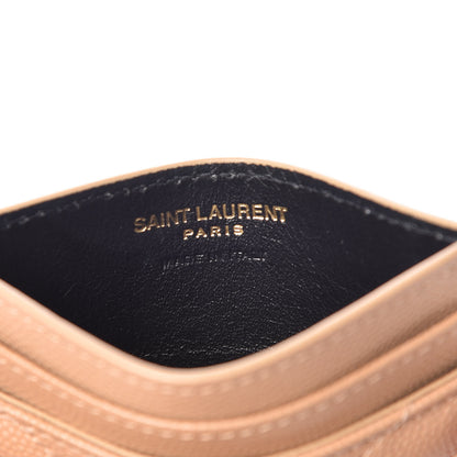 Saint Laurent Grain De Poudre Matelasse Chevron Monogram Credit Card Case Cork 6 of 8