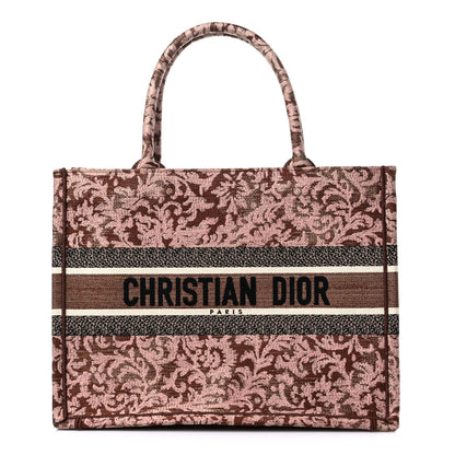 Christian Dior Canvas Embroidered Medium Brocart Book Tote Metallic Pink 1 of 12