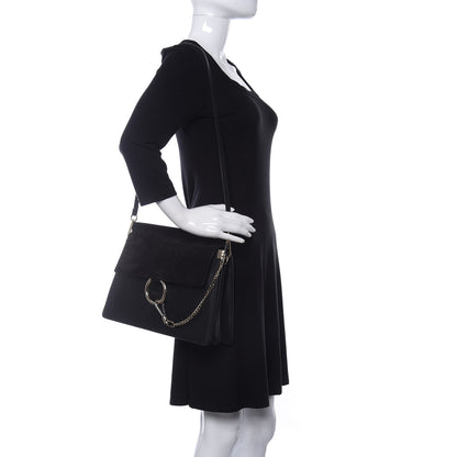 Chloe Suede Calfskin Medium Faye Shoulder Bag Black 2 of 6