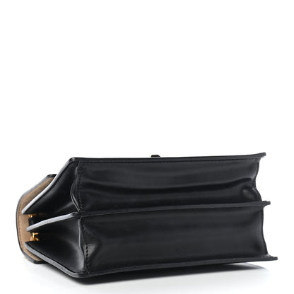 Fendi Vitello Liberty Bi-Color FF 1974 Embossed Small Kan I Shoulder Bag Black Maya 4 of 10
