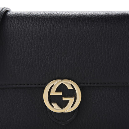 Gucci Dollar Calfskin Interlocking G Chain Wallet Black 11 of 12