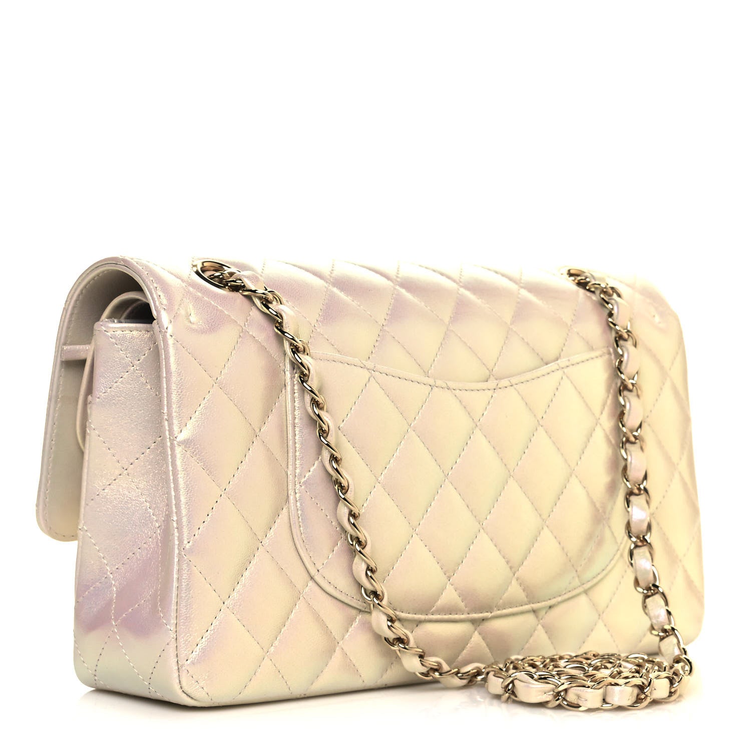 Chanel Iridescent Lambskin Quilted Medium Double Flap Ivory 3 of 11