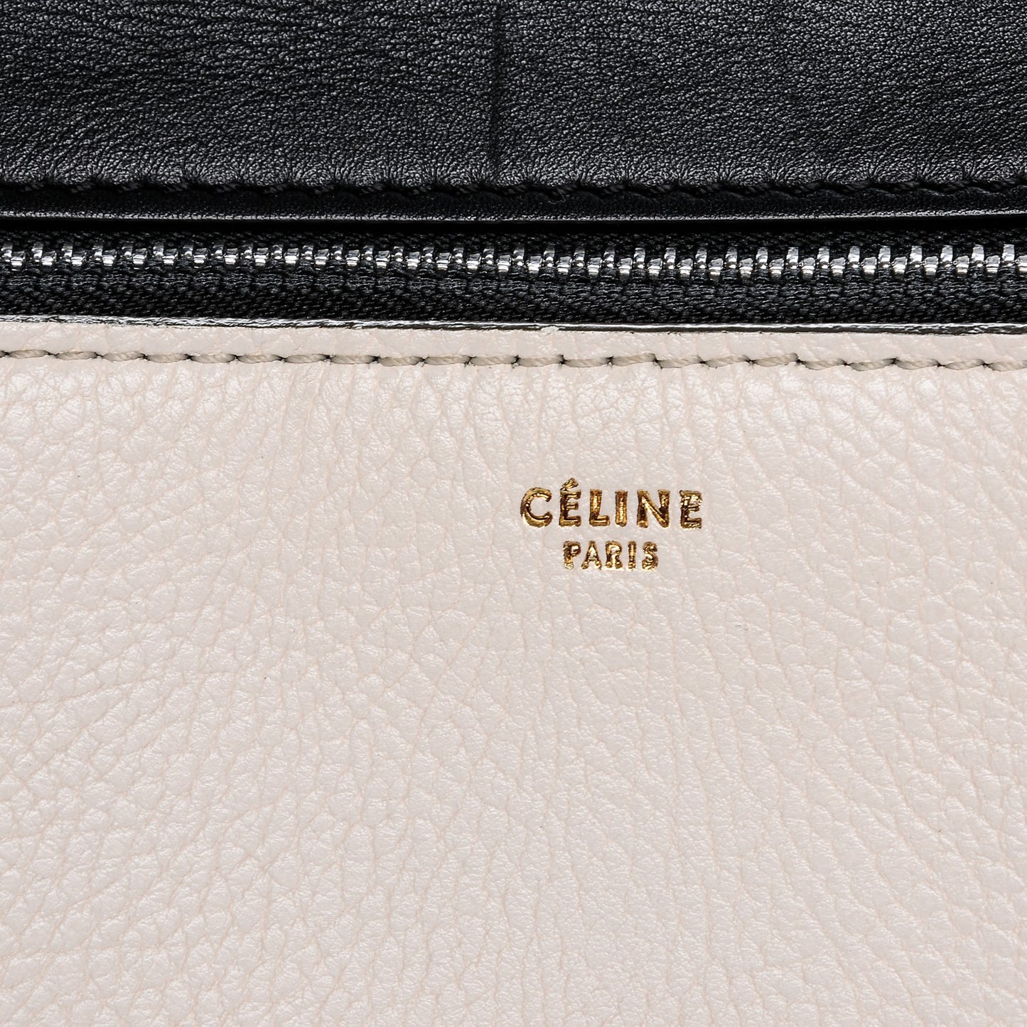 Supple Calfskin Medium Bi-Color Edge Shoulder Bag Cream