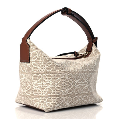 Loewe Jacquard Anagram Calfskin Small Cubi Bag Ecru Tan 3 of 10