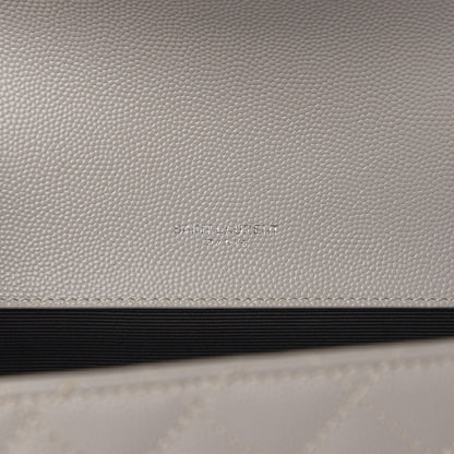 Saint Laurent Grain De Poudre Textured Mixed Matelasse Triquilt Small Monogram Satchel Optical White 6 of 10