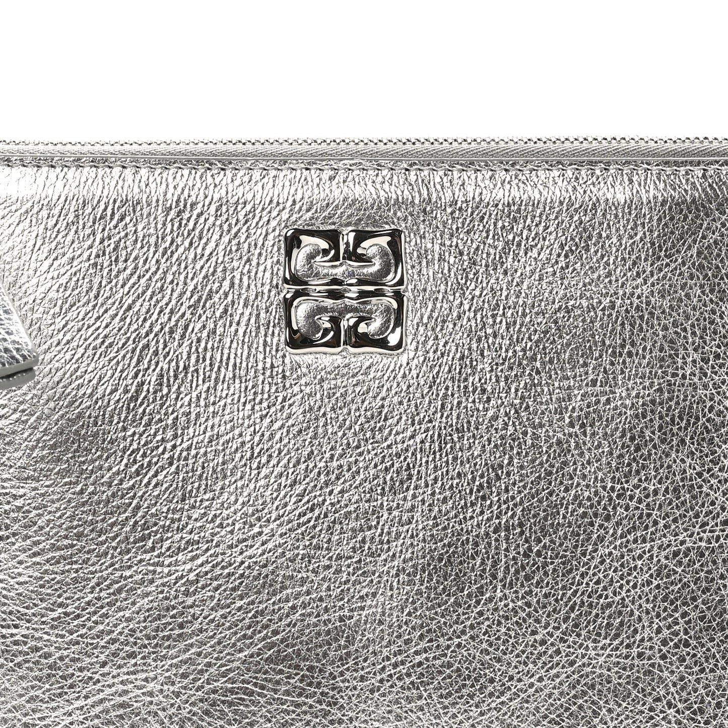 Metallic Calfskin 4G Liquid Pouch Silver