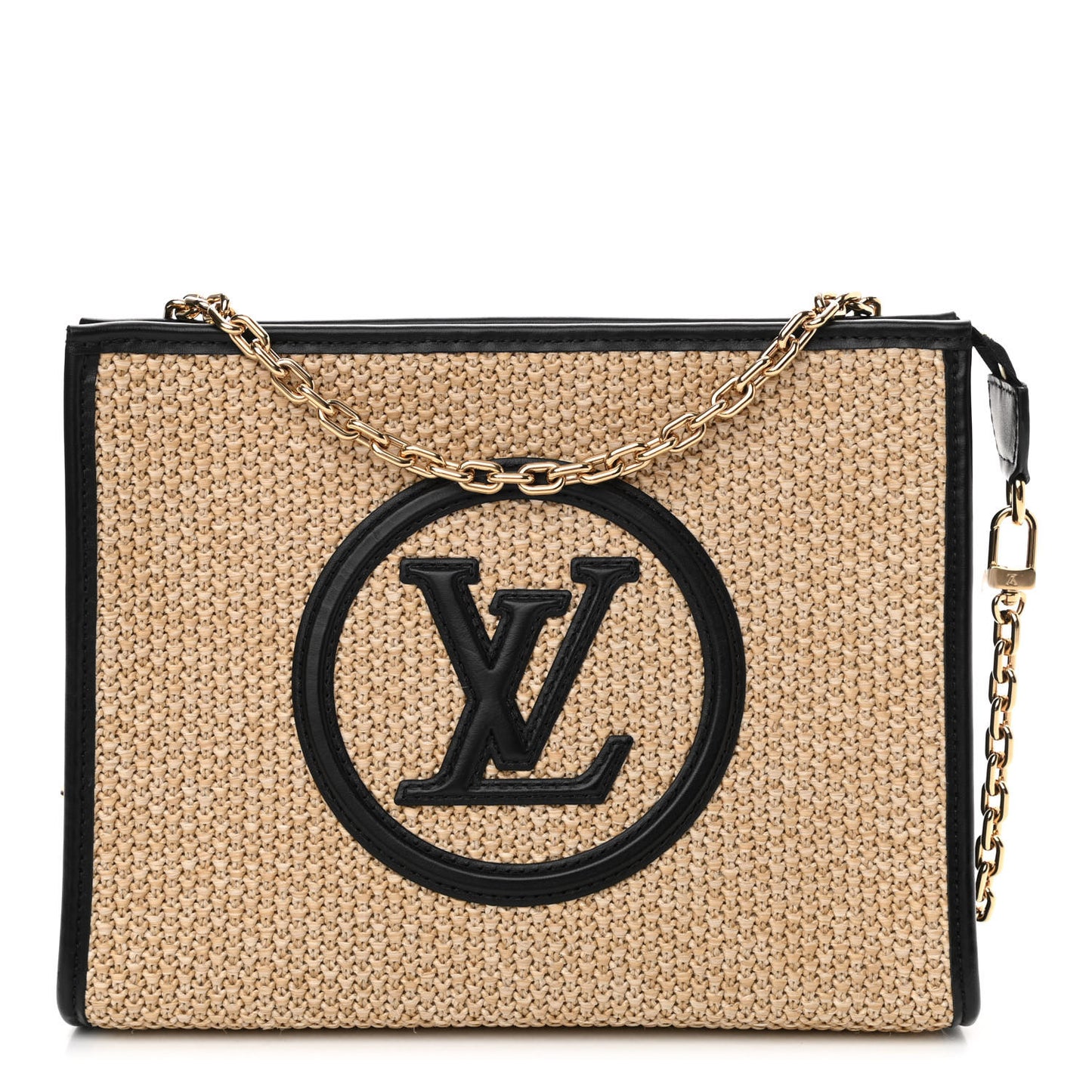 Raffia Calfskin Monogram Giant Pouch