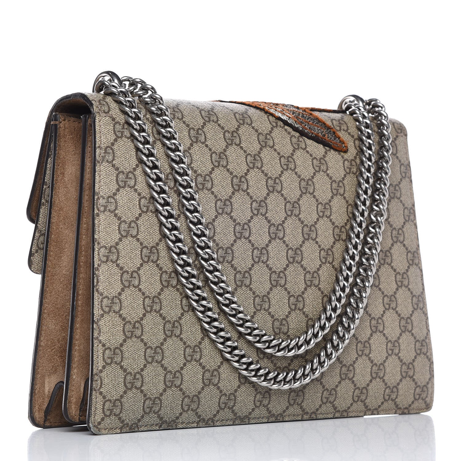 Gucci GG Supreme Monogram Bee Embroidered Medium Dionysus Shoulder Bag Taupe 3 of 11