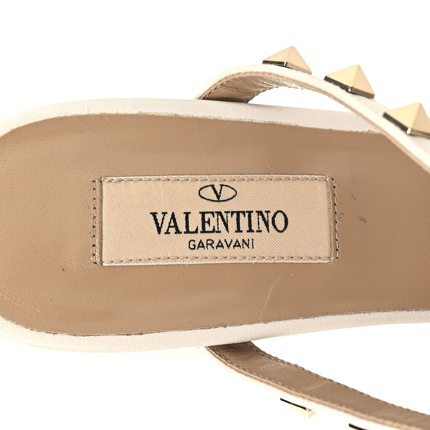 Calfskin Rockstud 60mm Caged Slide Sandals 39.5 Optic White