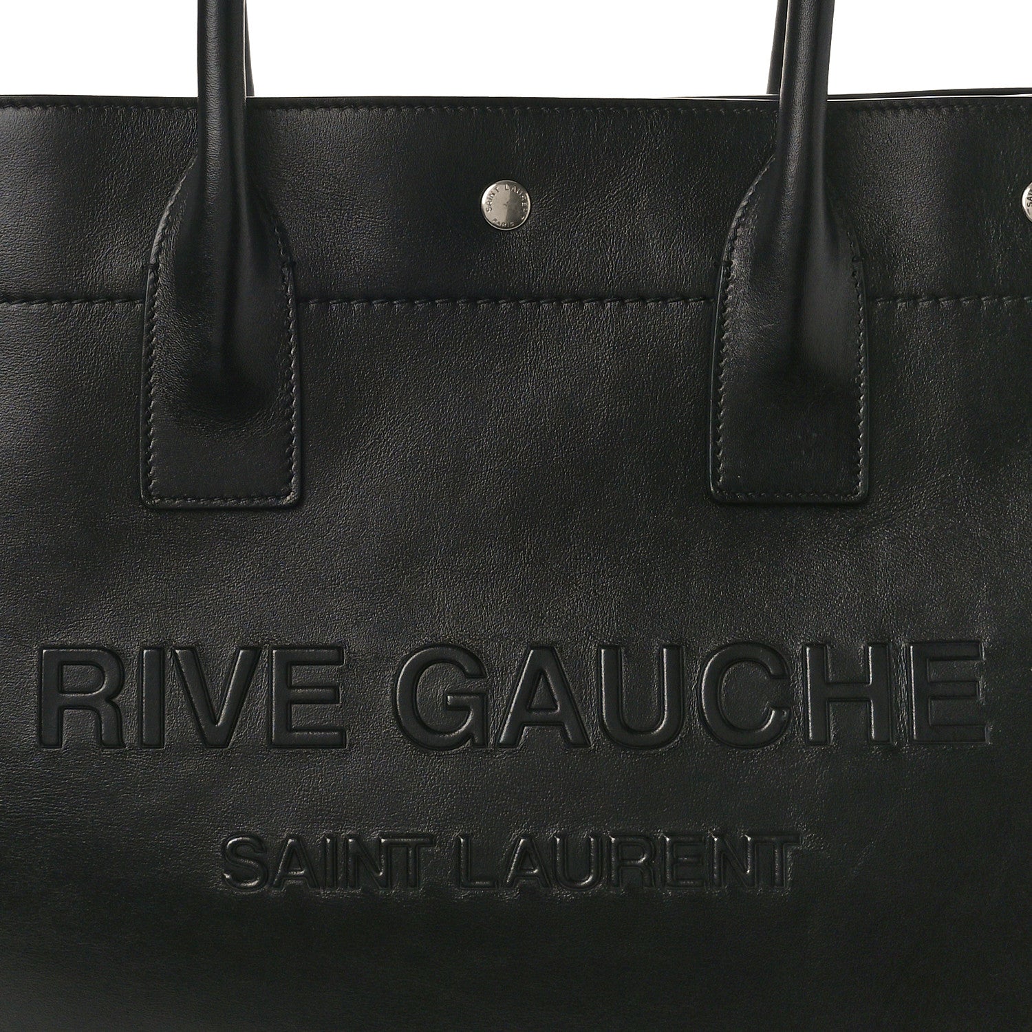Saint Laurent Smooth Calfskin Rive Gauche Small Tote Black 7 of 9