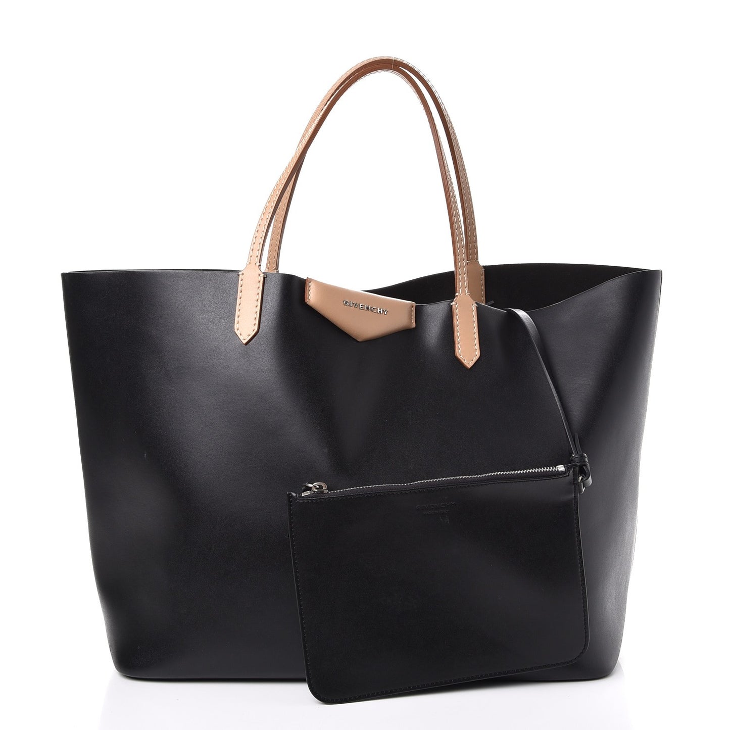 Calfskin Large Antigona Tote Black Beige