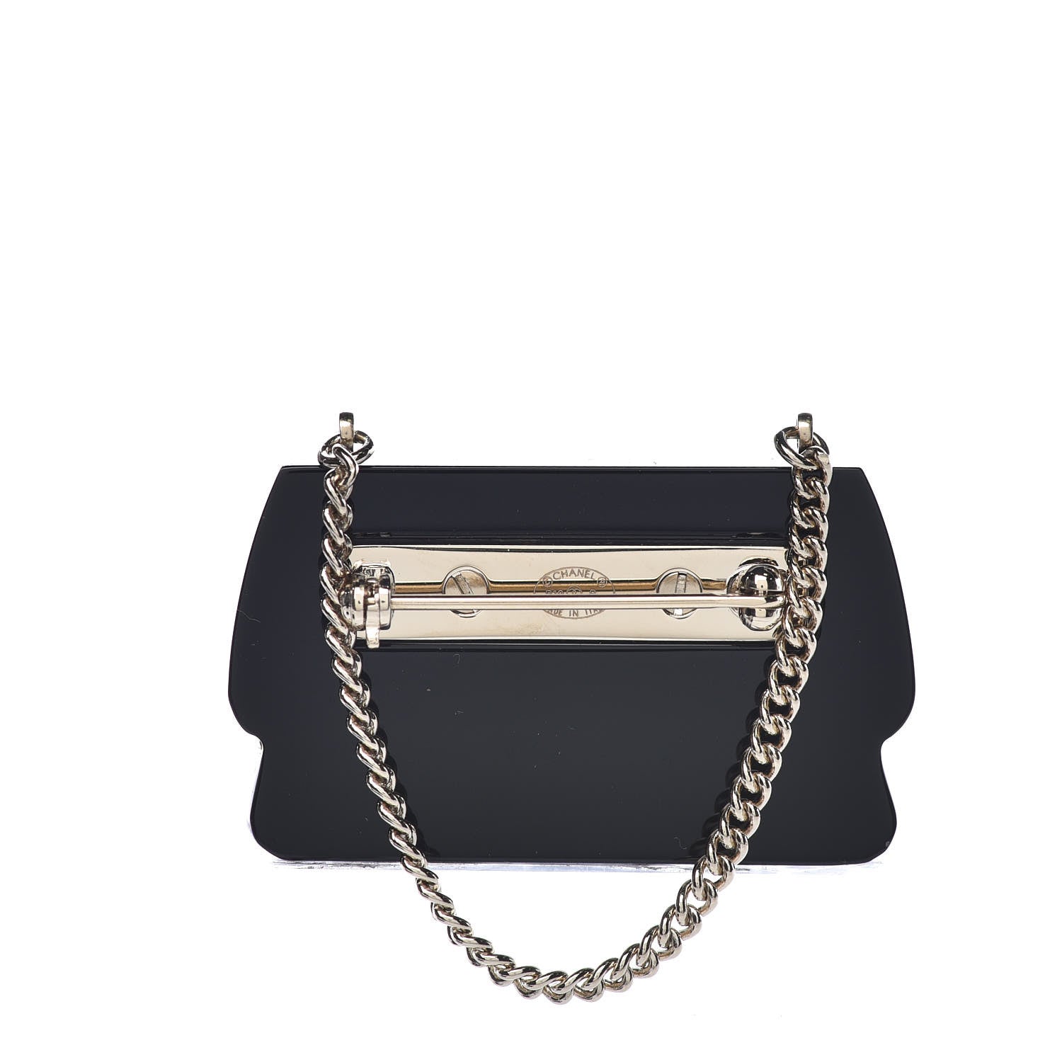 Chanel Enamel Quilted Icon Manga Flap Bag Brooch Black White Gold 3 of 4