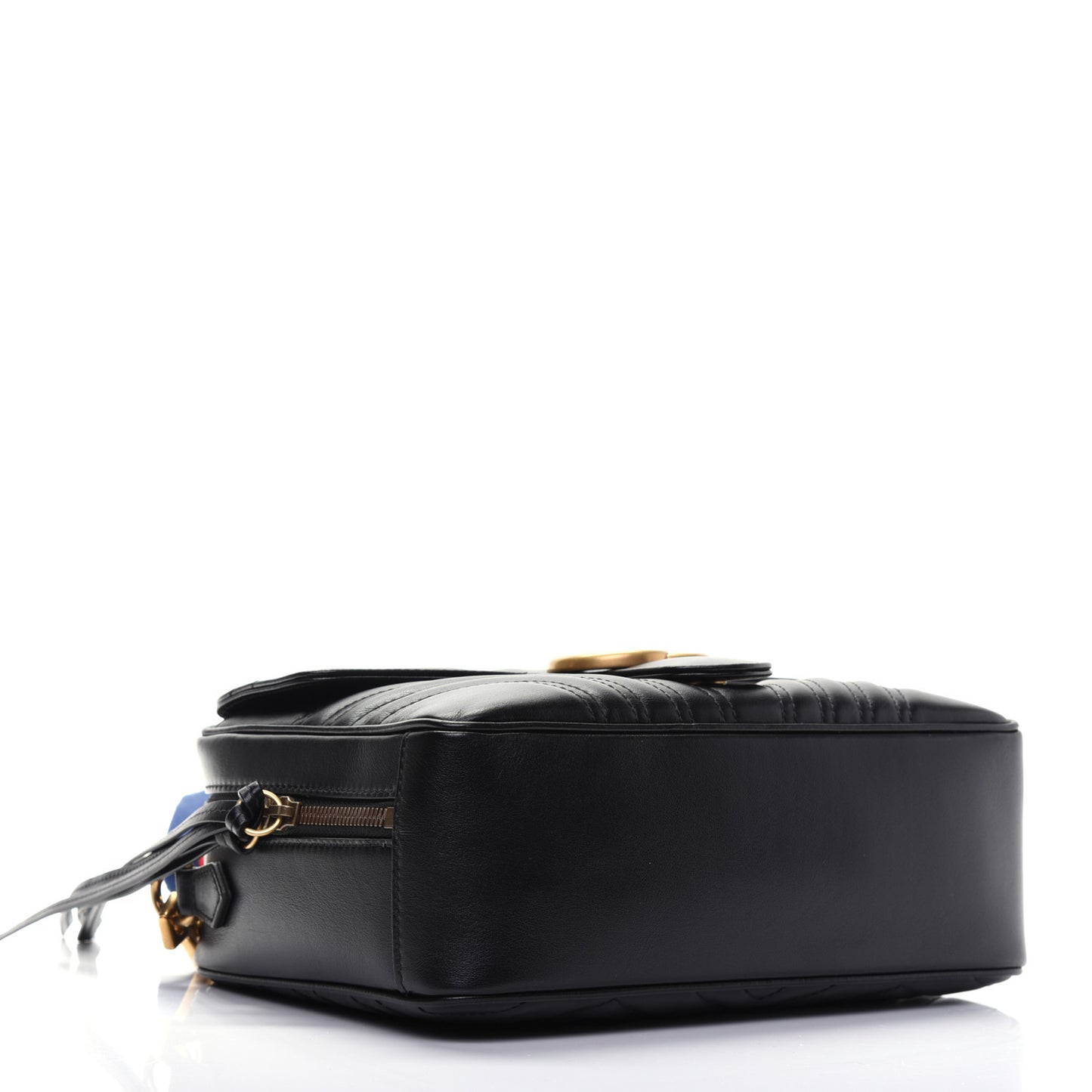 Calfskin Matelasse Sylvie Web Small GG Marmont Top Handle Shoulder Bag Black
