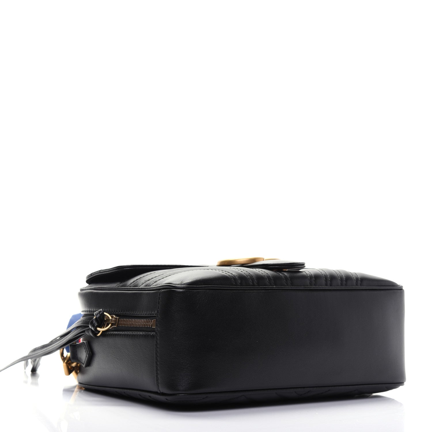 Gucci Calfskin Matelasse Sylvie Web Small GG Marmont Top Handle Shoulder Bag Black 4 of 15