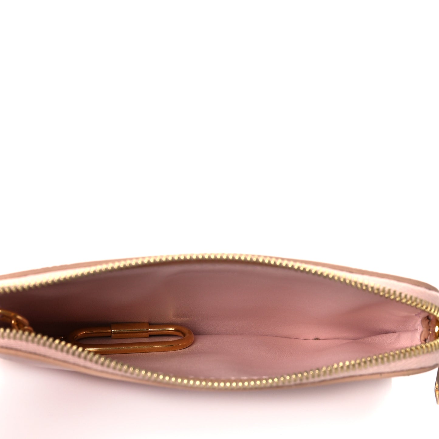 Smooth Calfskin Triomphe Embossed Coin and Card Pouch Rose Pale