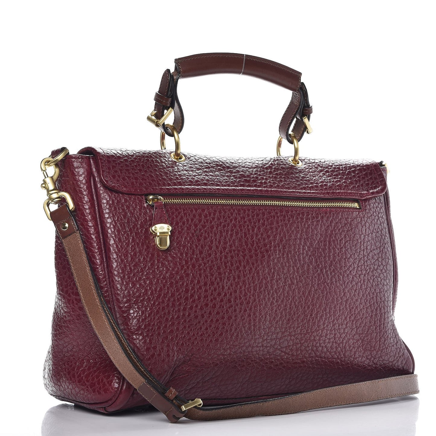 Shiny Grain Polly Push Lock Satchel Conker