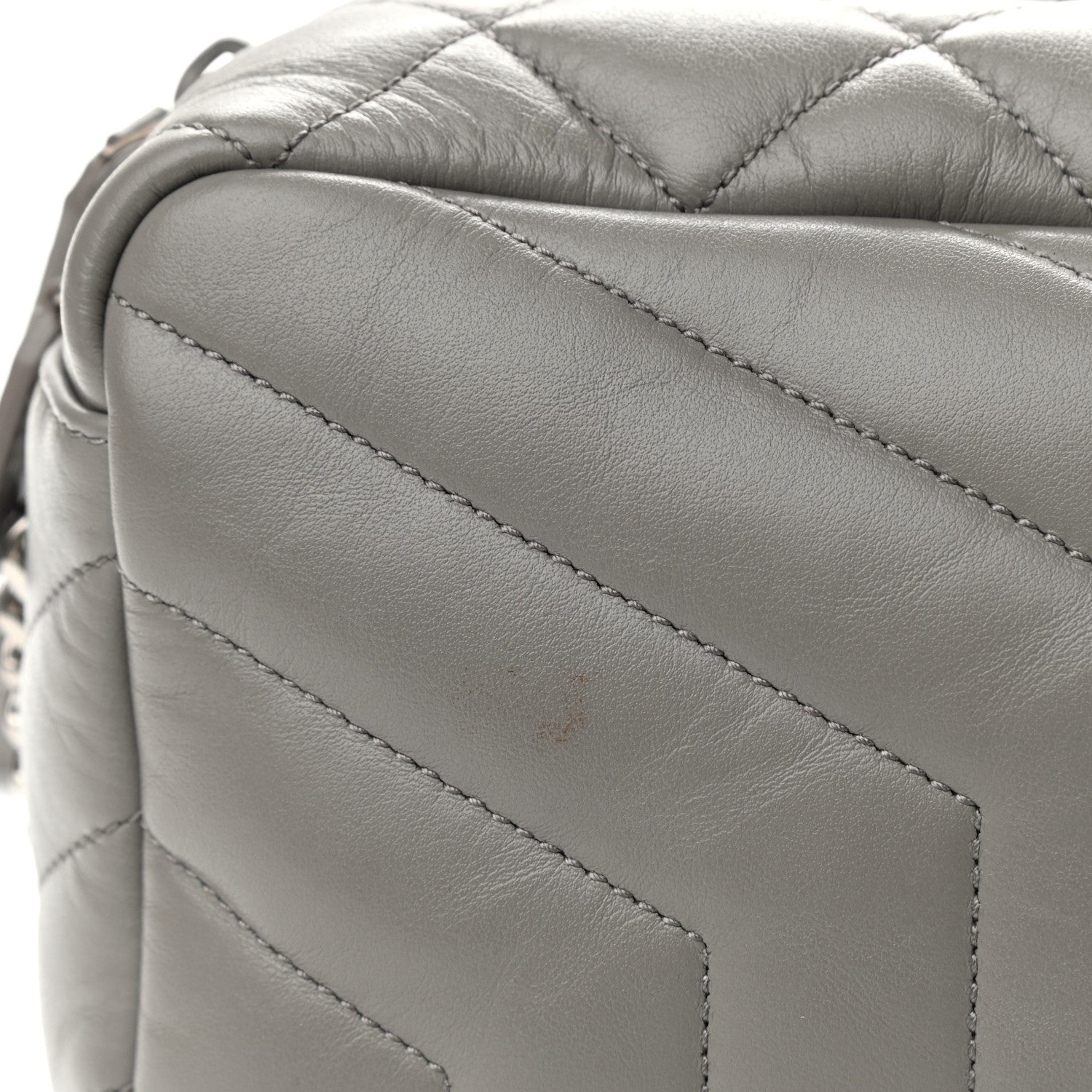 Saint Laurent Calfskin Y Quilted Monogram Small Loulou Bowling Bag Light Gray 10 of 10