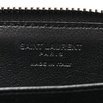 Saint Laurent Grained Calfskin Rive Gauche Compact Zip Around Wallet Black 6 of 6
