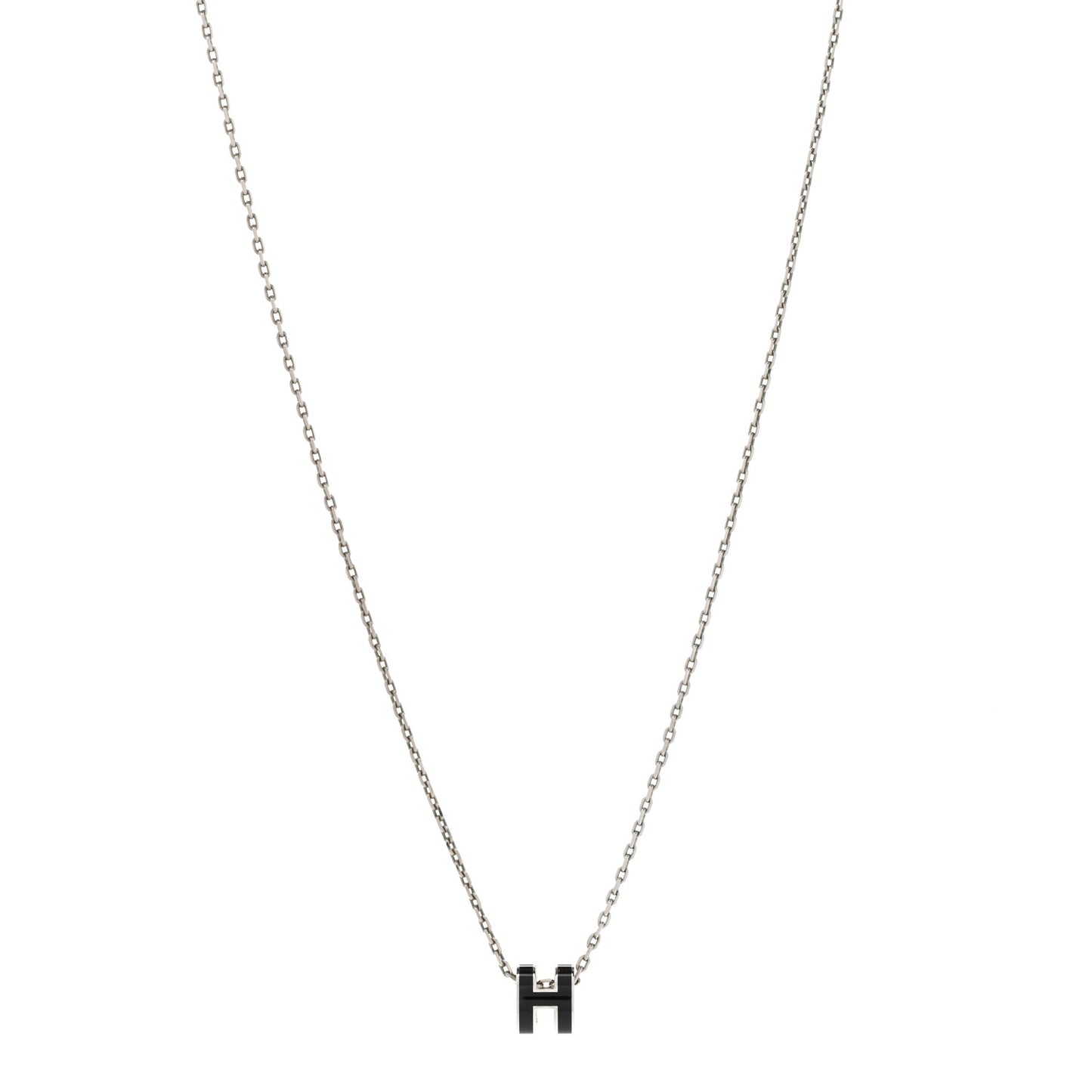 Lacquered Palladium Mini Pop H Pendant Necklace Black
