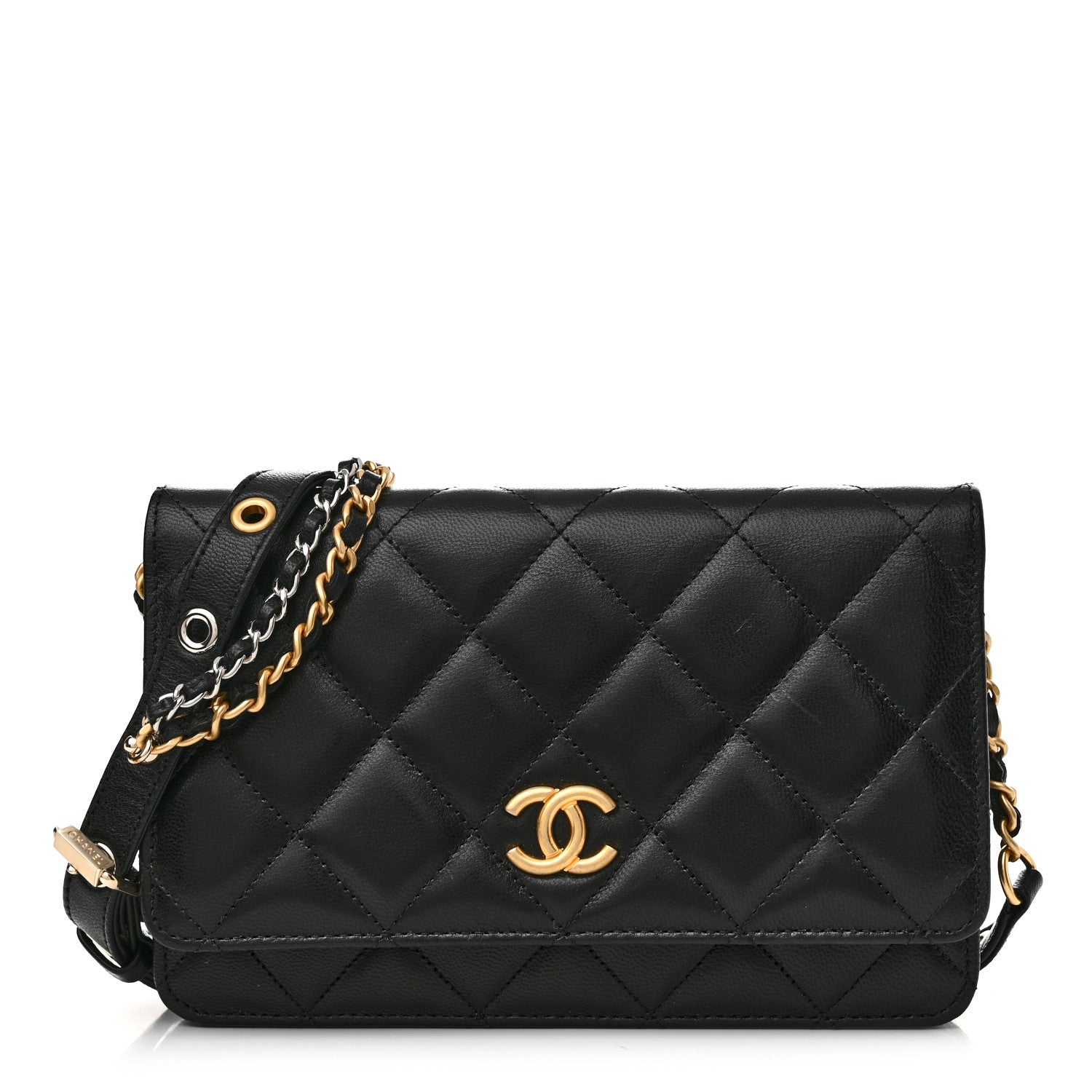 Chanel Goatskin Quilted Quilted Like A Wallet Wallet On Chain WOC Black 1 of 12