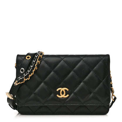 Chanel Goatskin Quilted Quilted Like A Wallet Wallet On Chain WOC Black 1 of 12