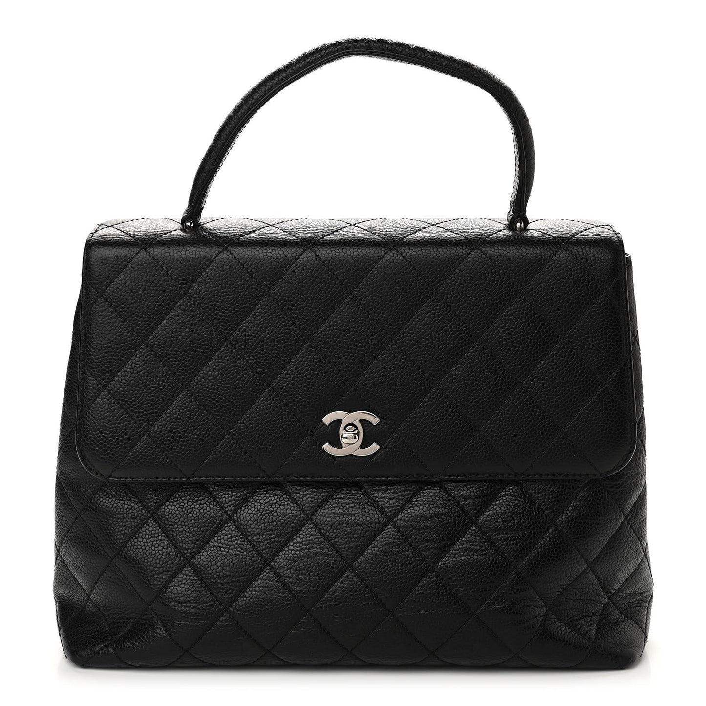 Caviar Quilted Jumbo Kelly Flap Black