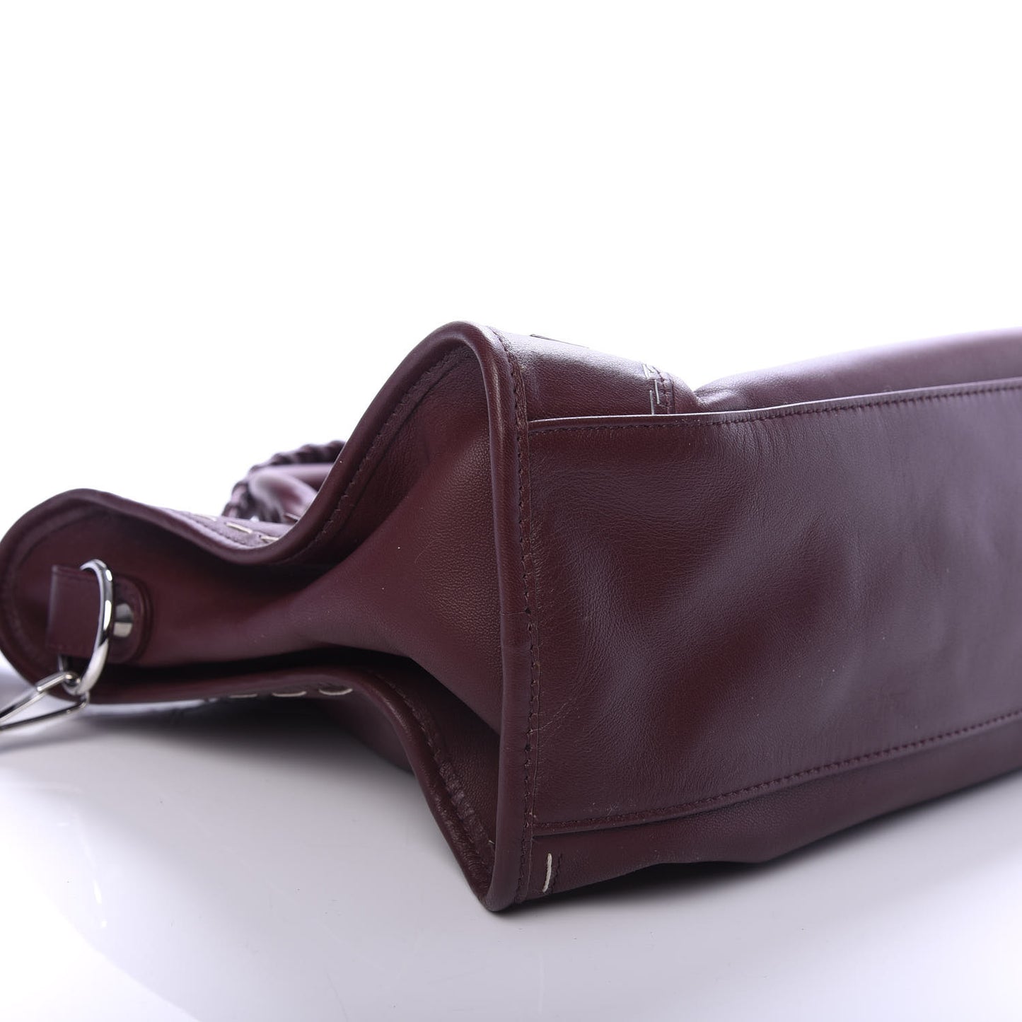 Calfskin Topstitch Classic Silver Hardware City Rouge Lie De Vin