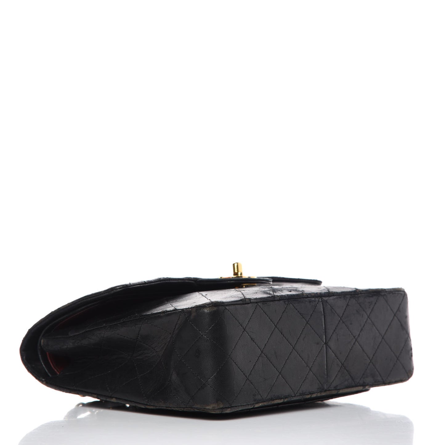 Lambskin Quilted Medium Double Flap Black