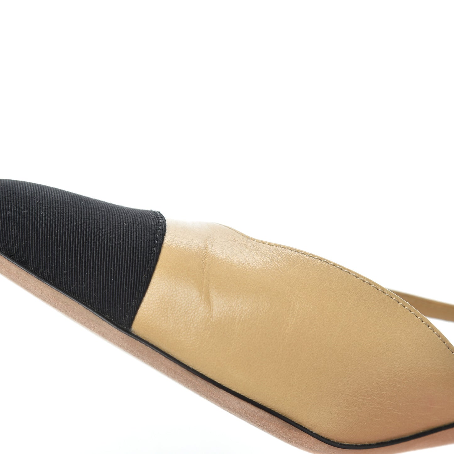 Lambskin Grosgrain Cap Toe CC Slingback Pumps 39 Beige Black
