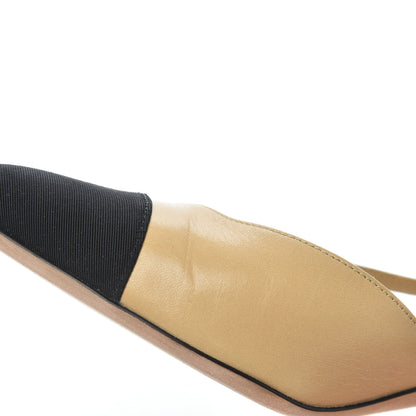 Chanel Lambskin Grosgrain Cap Toe CC Slingback Pumps 39 Beige Black 11 of 13