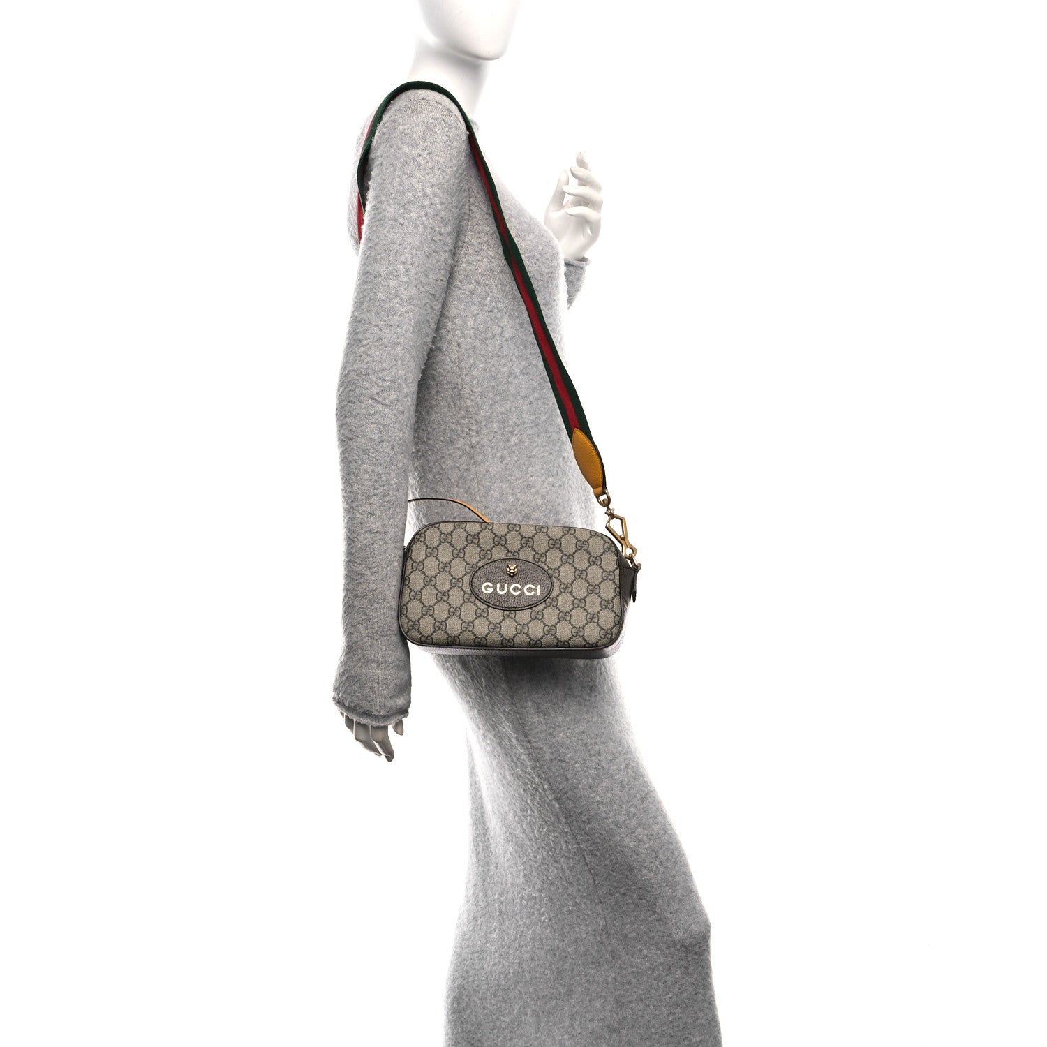 Gucci GG Supreme Monogram Web Neo Vintage Shoulder Bag Beige New Acero Crop 2 of 11