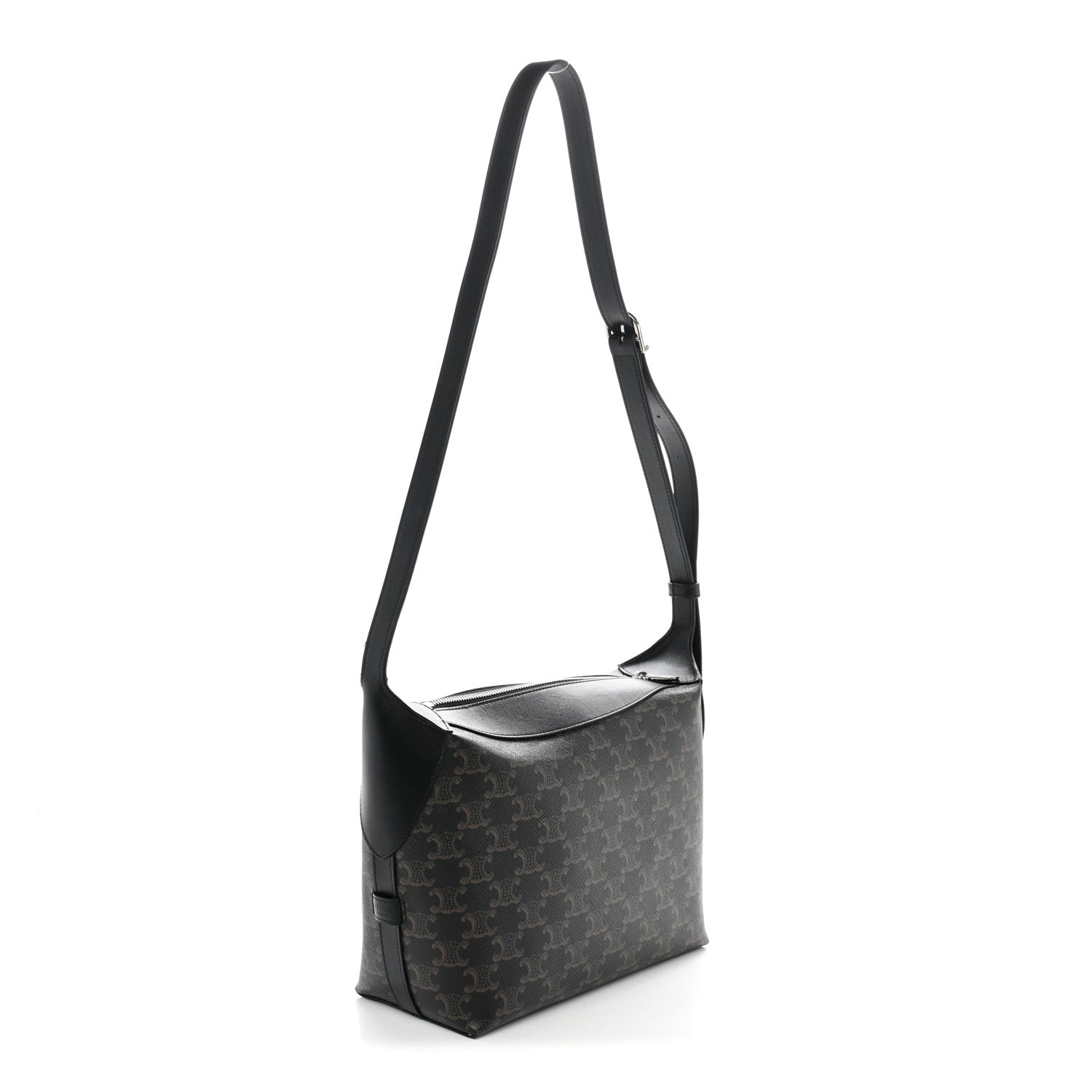 Celine Triomphe Canvas Calfskin Harry Crossbody Bag Black 3 of 12