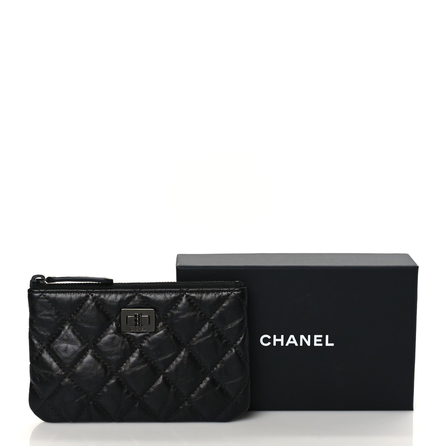 Aged Calfskin Quilted Small Reissue Cosmetic Case So Black