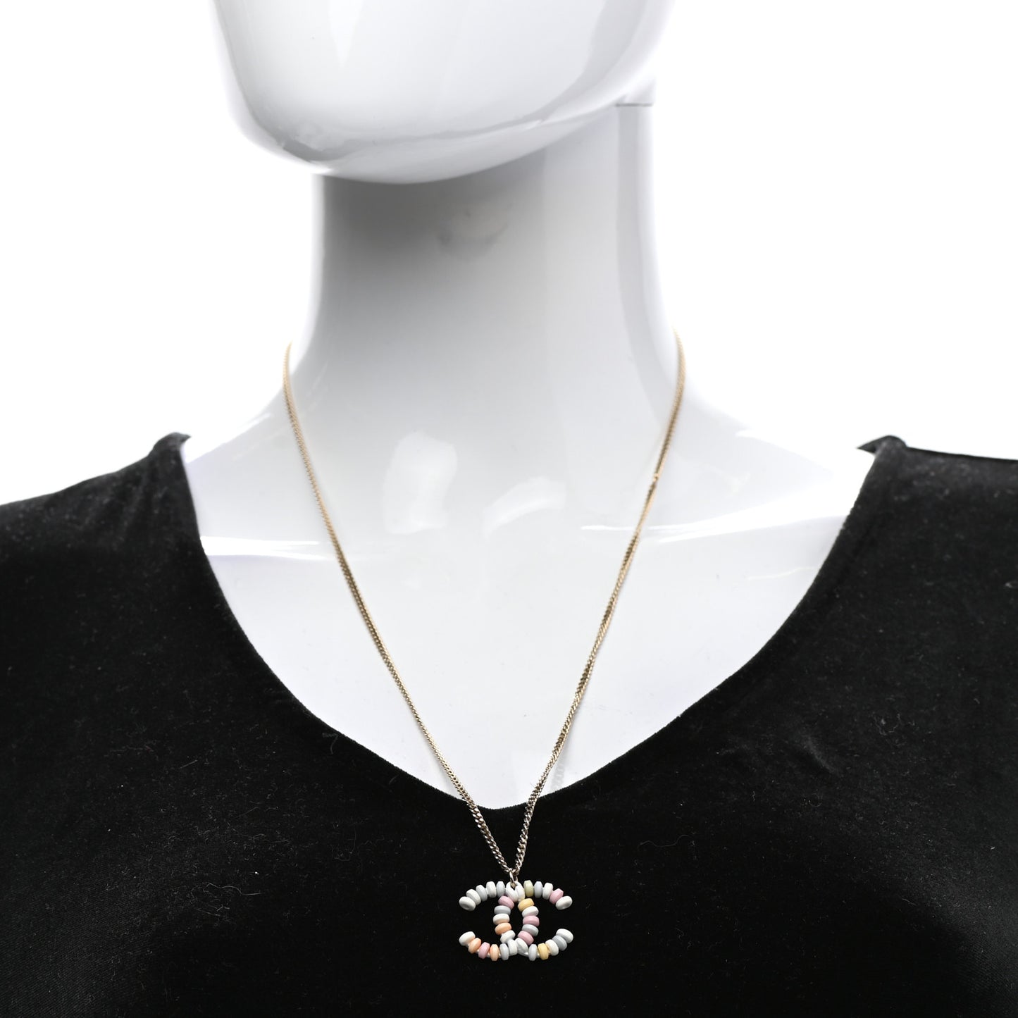 Candy Chain CC Pendant Necklace Gold Multicolor