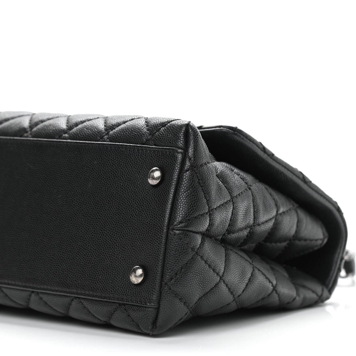 Caviar Quilted Small Coco Handle Flap Black