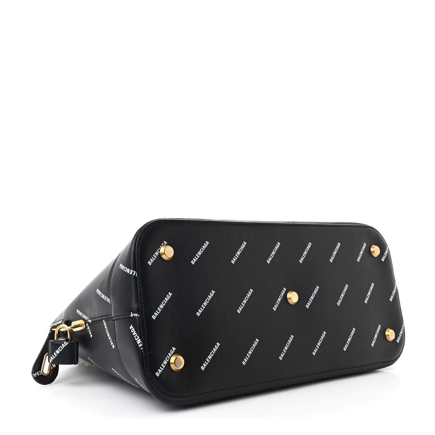 Balenciaga Calfskin Allover Logo M Ville Top Handle Bag Black 4 of 11