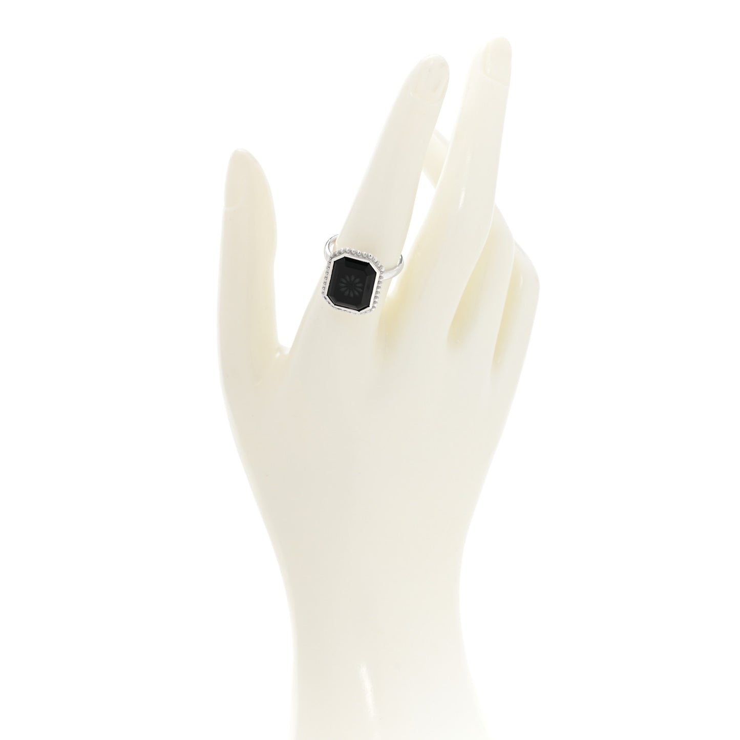 Sterling Silver Black Onyx Ziegfeld Daisy Ring 58 8.5