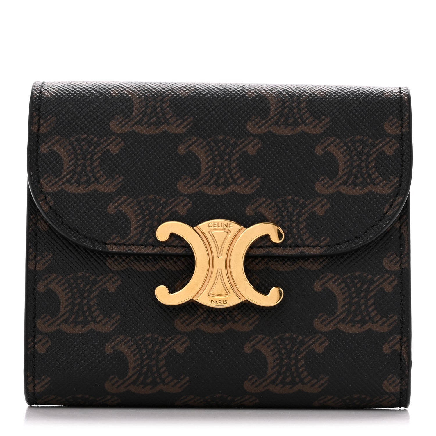 Celine Triomphe Canvas Small Triomphe Wallet Tan 1 of 8