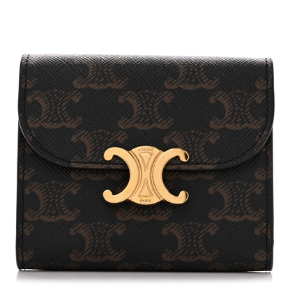 Celine Triomphe Canvas Small Triomphe Wallet Tan 1 of 8