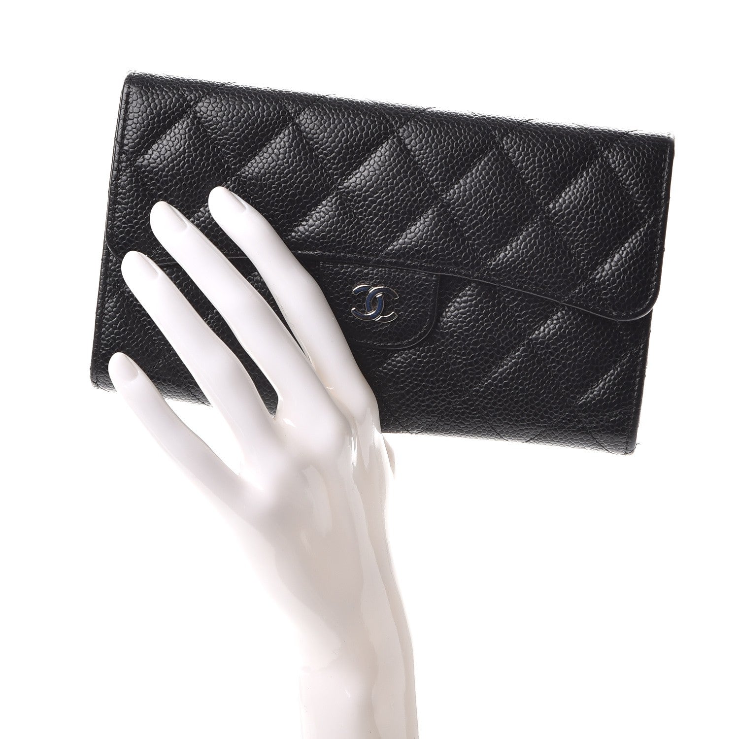 Chanel Caviar Quilted Large Flap Wallet Black 2 of 9
