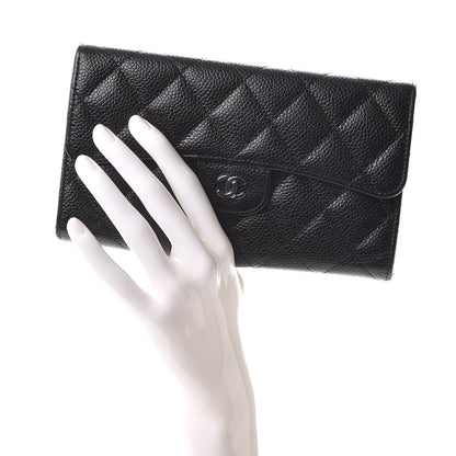 Chanel Caviar Quilted Large Flap Wallet Black 2 of 9