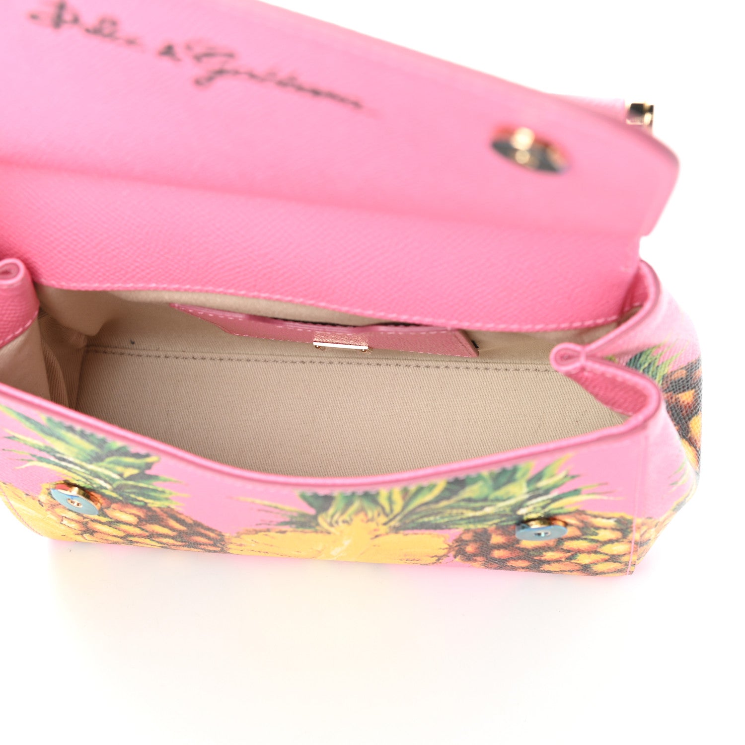 Dolce & Gabbana Dauphine Pineapple Print Small Miss Sicily Satchel Rosa 5 of 8