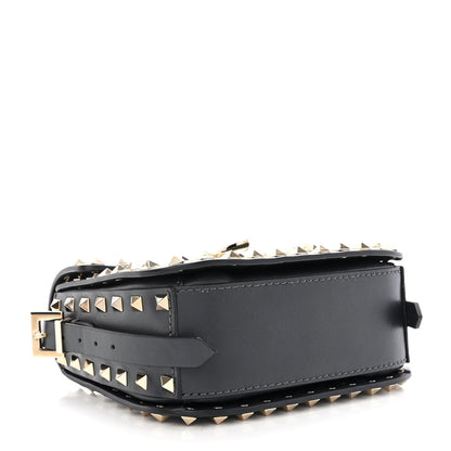 Valentino Garavani Vitello Small Rockstud Flap Saddle Bag Black 4 of 11