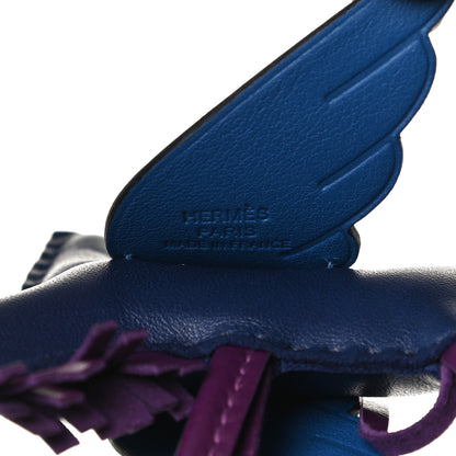 Hermes Milo Lambskin Grigri Rodeo Pegase Horse Bag Charm PM Bleu Saphir Violet Bleu France 4 of 6