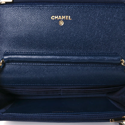 Chanel Caviar Quilted Wallet On Chain WOC Navy Blue 5 of 9