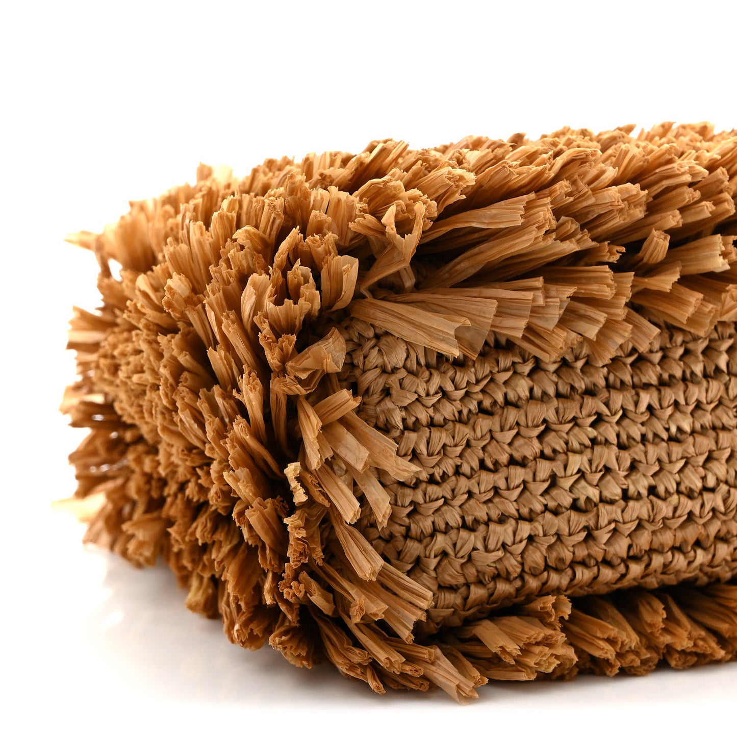 Raffia Fringe Nano Kelly Shopper Dark Beige