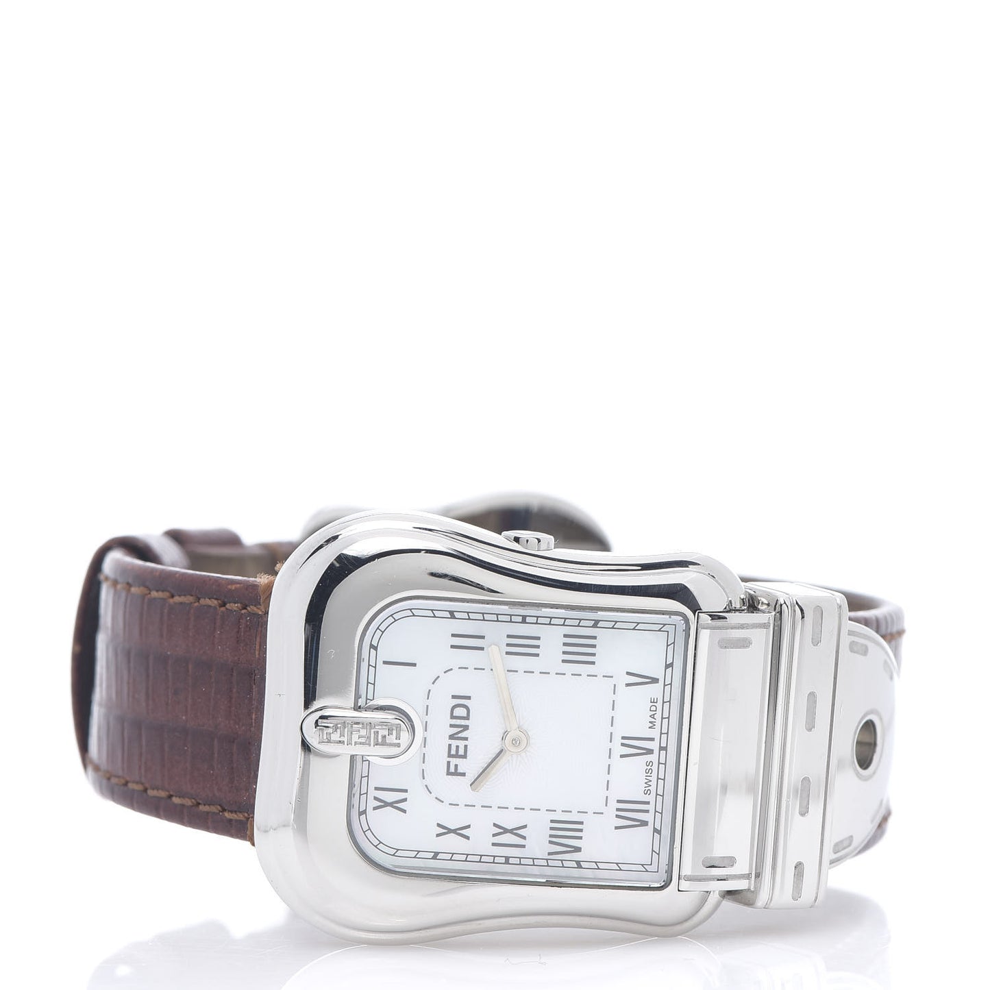 Stainless Steel Calfskin Mother of Pearl 33mm B.Fendi Buckle Quartz Watch