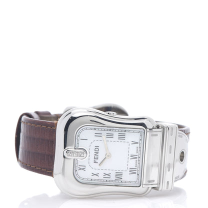 Fendi Stainless Steel Calfskin Mother of Pearl 33mm B.Fendi Buckle Quartz Watch 3 of 6