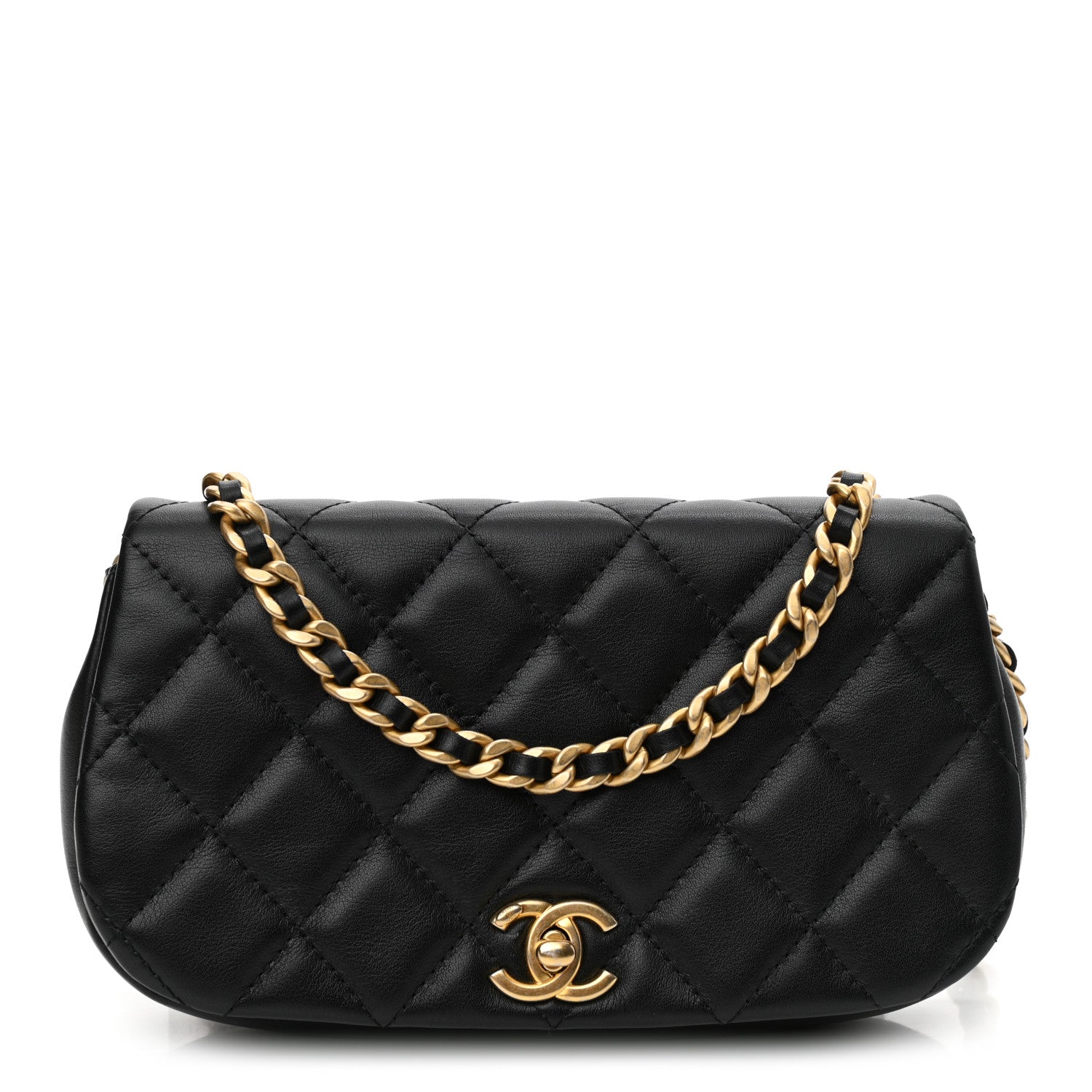 Chanel Calfskin Quilted Coco Mail Clutch With Chain Black 1 of 12