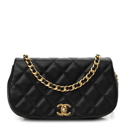 Chanel Calfskin Quilted Coco Mail Clutch With Chain Black 1 of 12